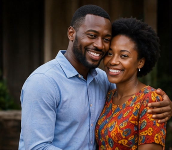 An African couple embracing